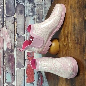 Forever Young Pink/White Floral Print Rain Boots